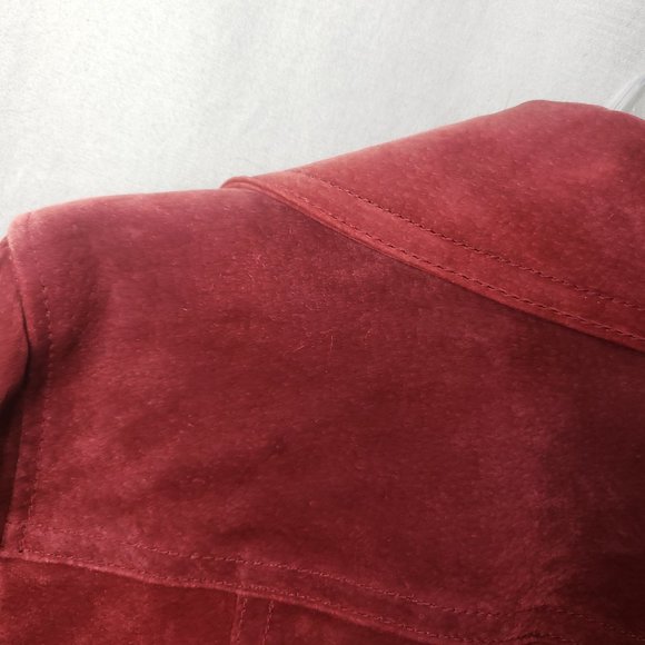 Dennis Basso Women's Red Leather Full Zip Lined Coat Jacket - Picture 9 of 13